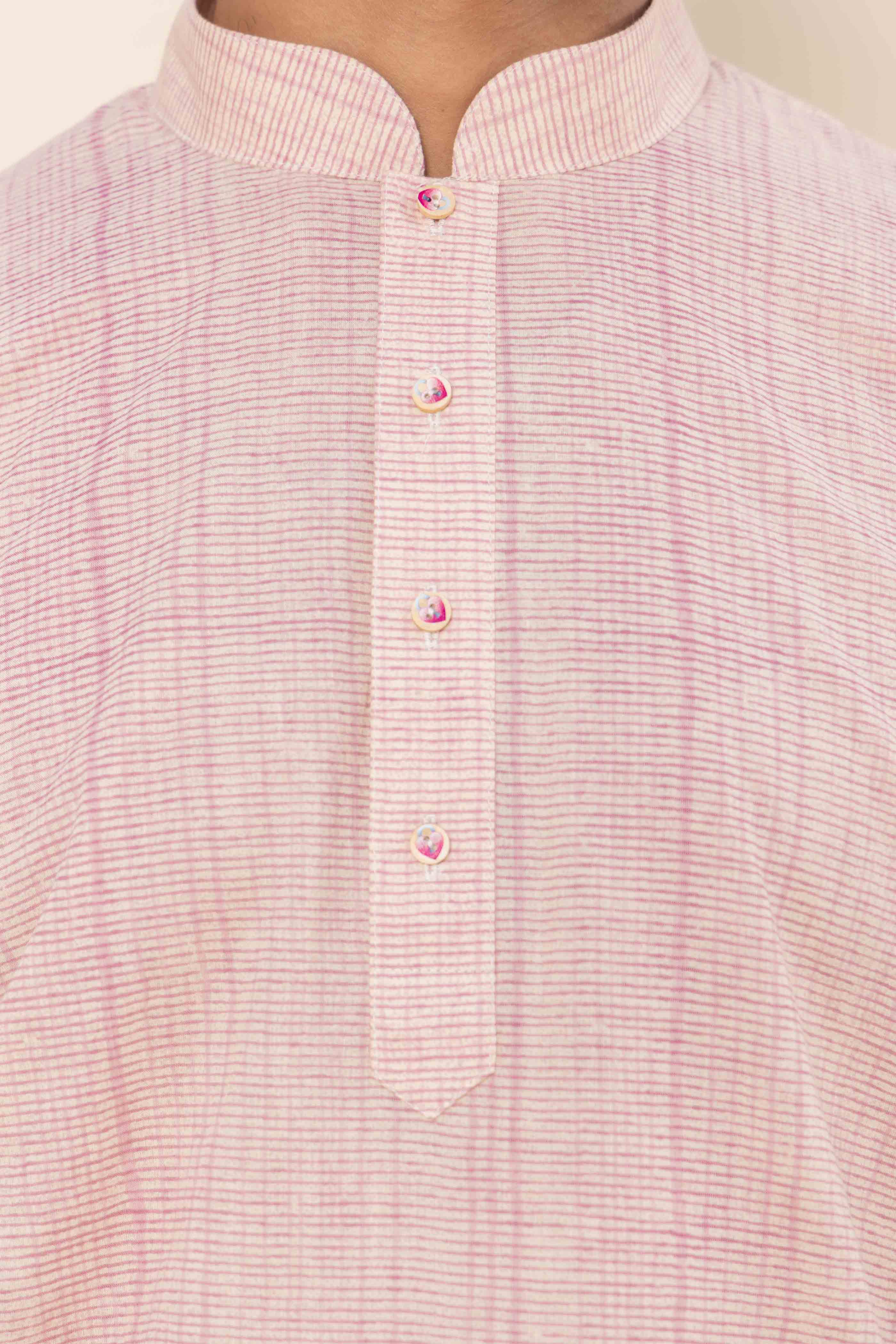 Pastel Pink Striped Short Kurta